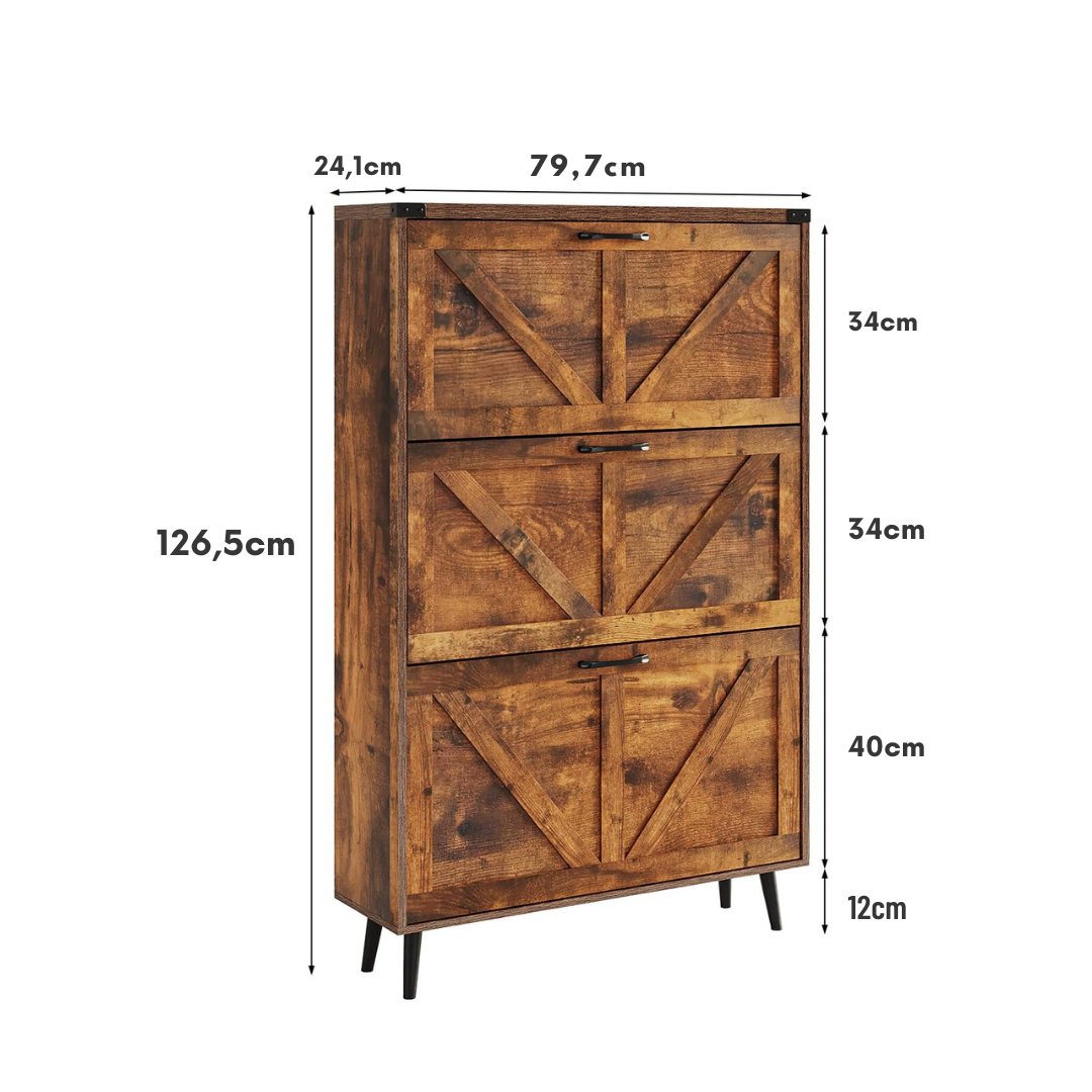 Armário de armazenamento de sapatos com 3 gavetas FILP para entrada + 1 Ano de Garantia