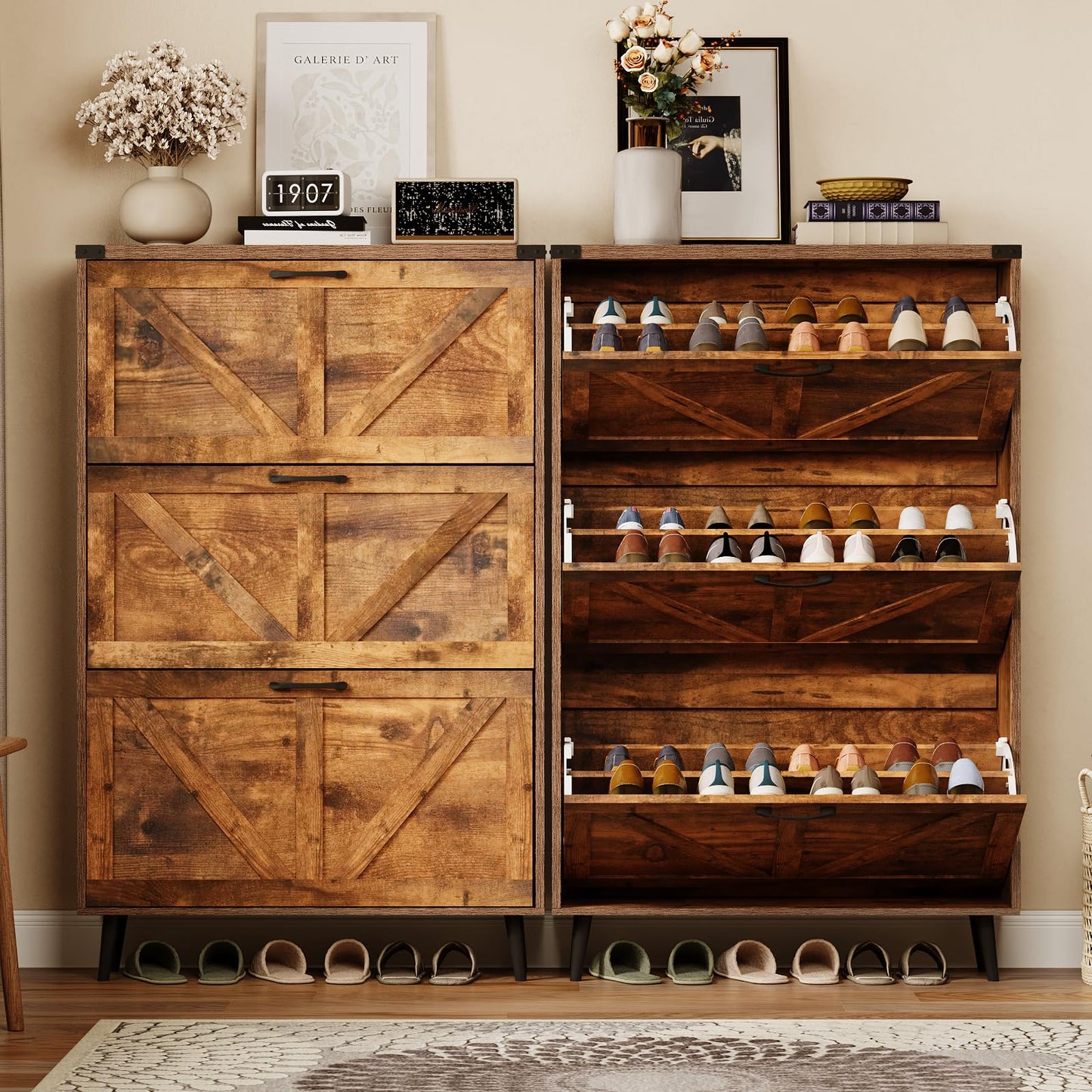 Armário de armazenamento de sapatos com 3 gavetas FILP para entrada + 1 Ano de Garantia